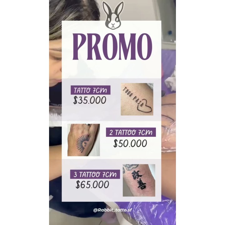 Tatuajes de hasta 7 cm