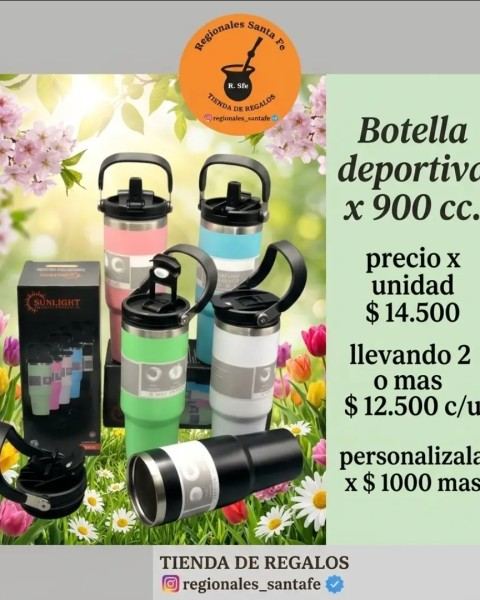 Botella deportiva térmica 900 cc