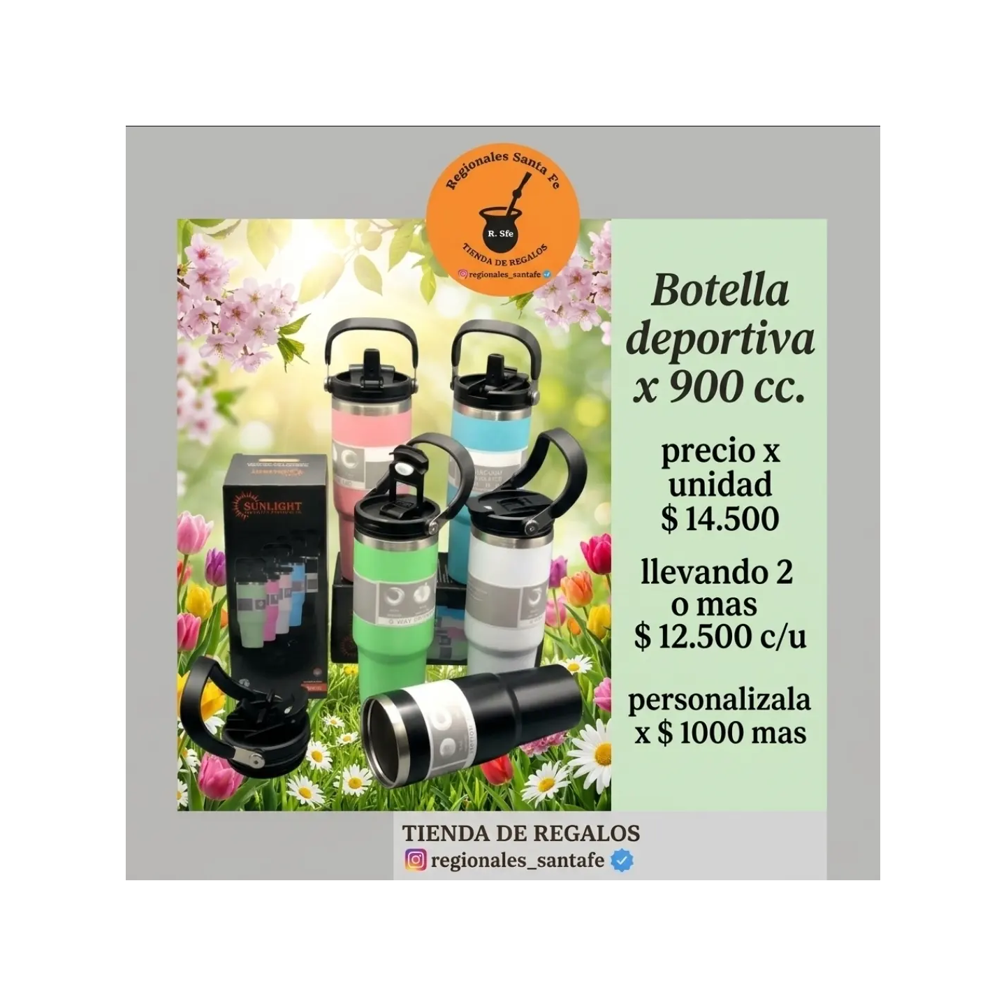 Botella deportiva térmica 900 cc