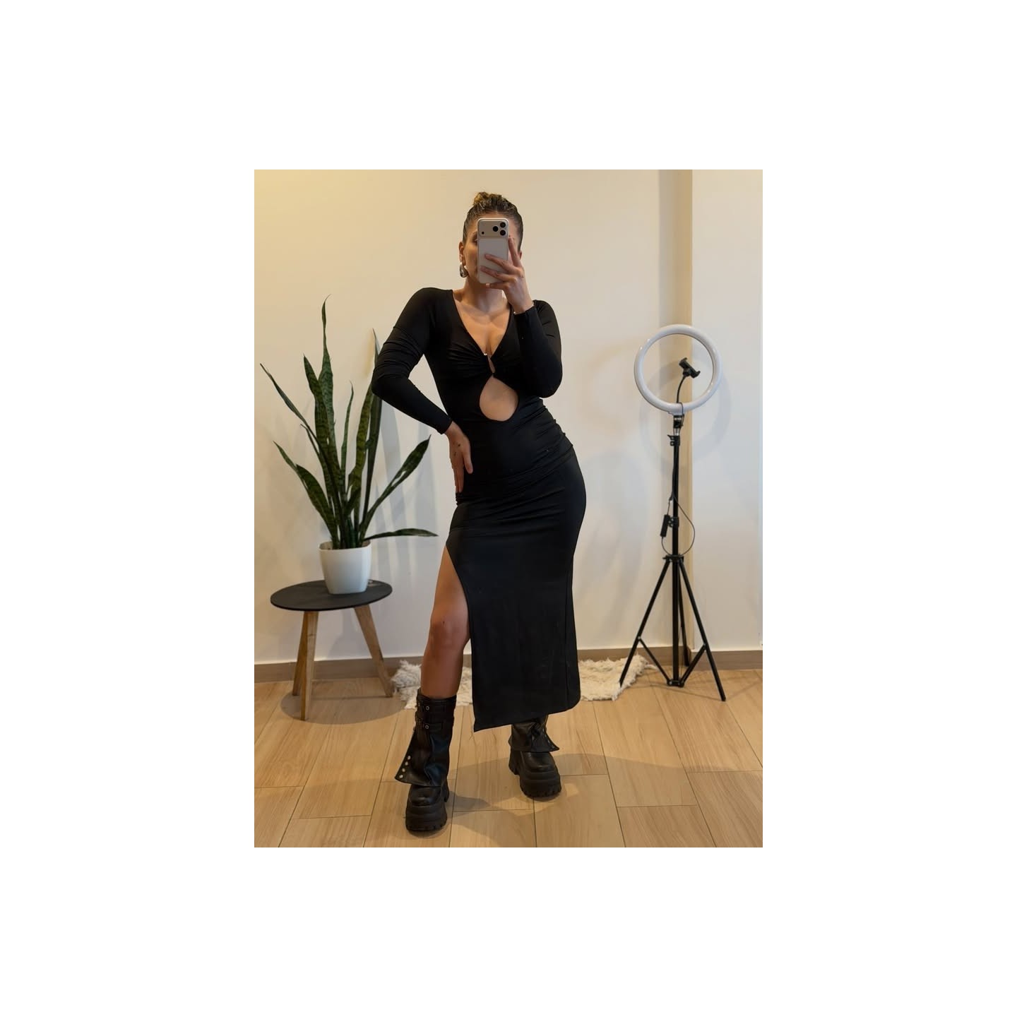 VESTIDO MANGAS LARGAS, TAJO