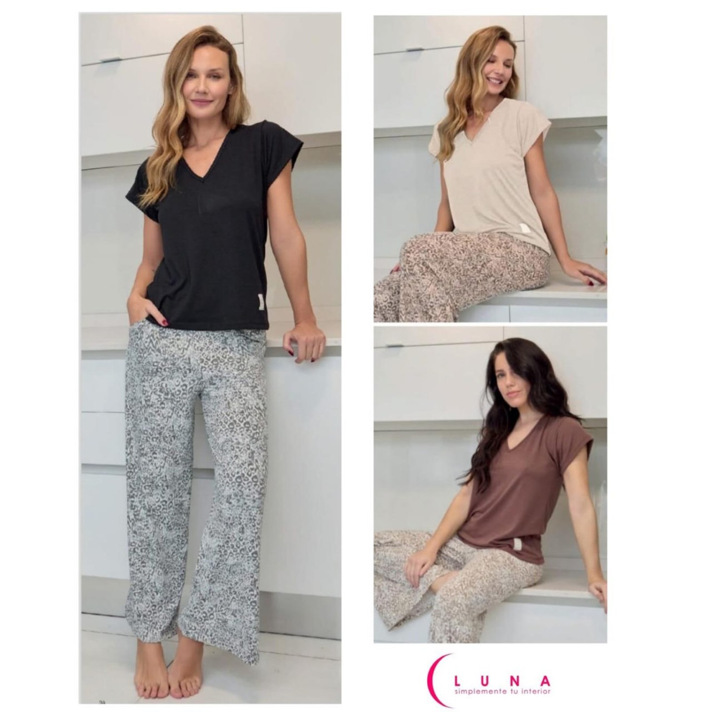 Pijamas largos y de corazones