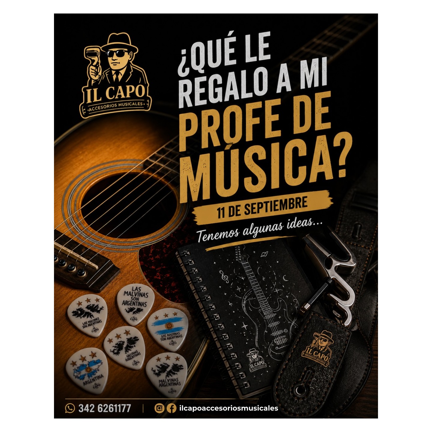 Púas, correas, fundas y accesorios musicales