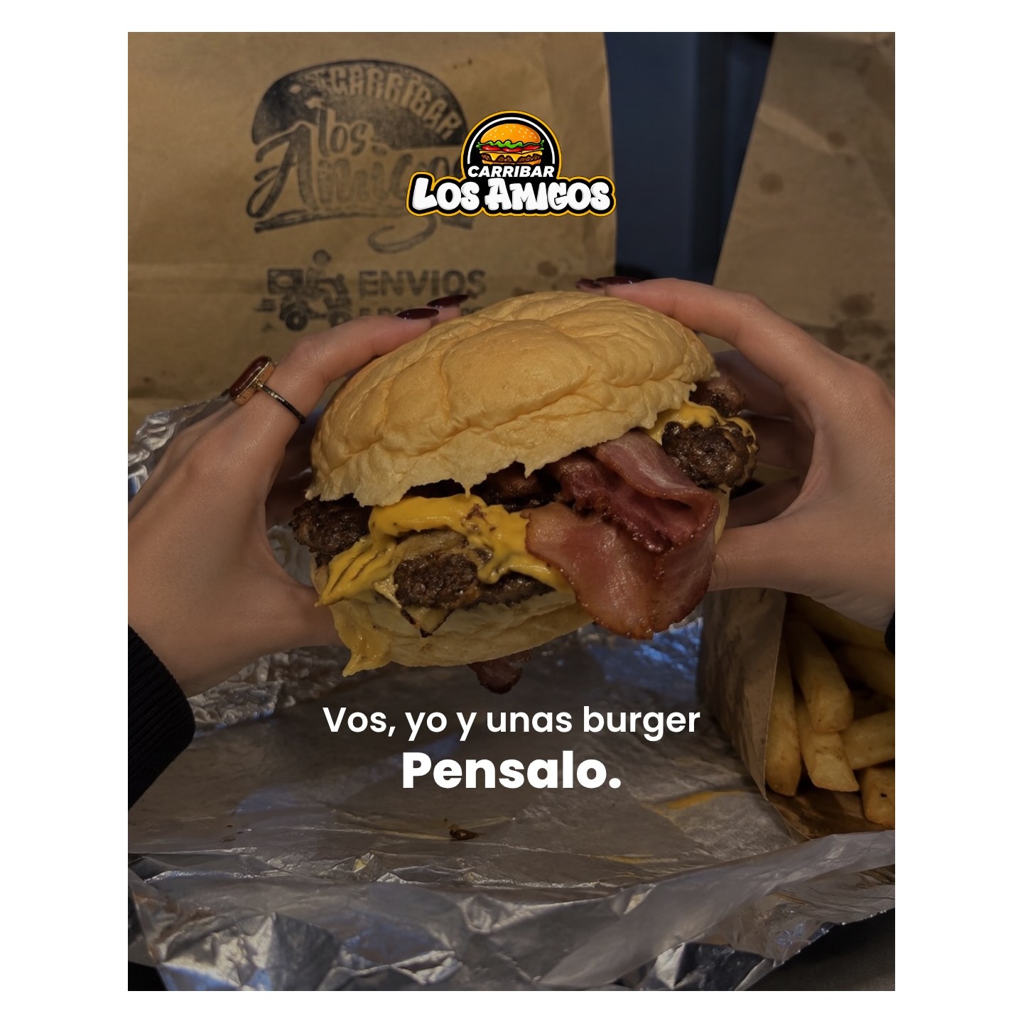 Hamburguesa Carri con cheddar y panceta