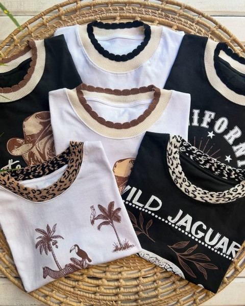 Remera boxy con cuello tejido
