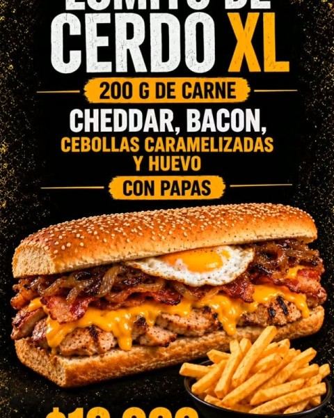 Lomito de cerdo XL con cheddar