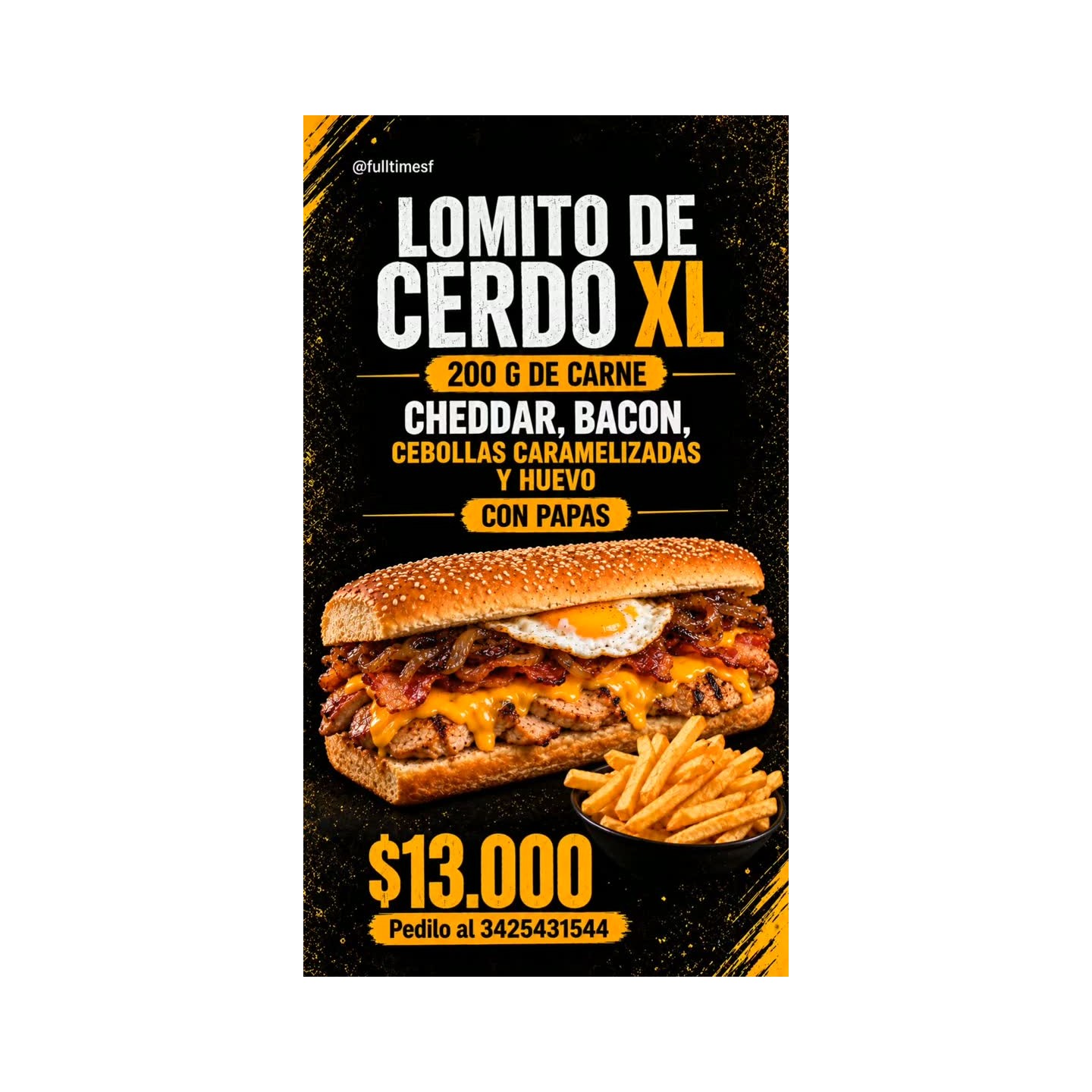 Lomito de cerdo XL con cheddar