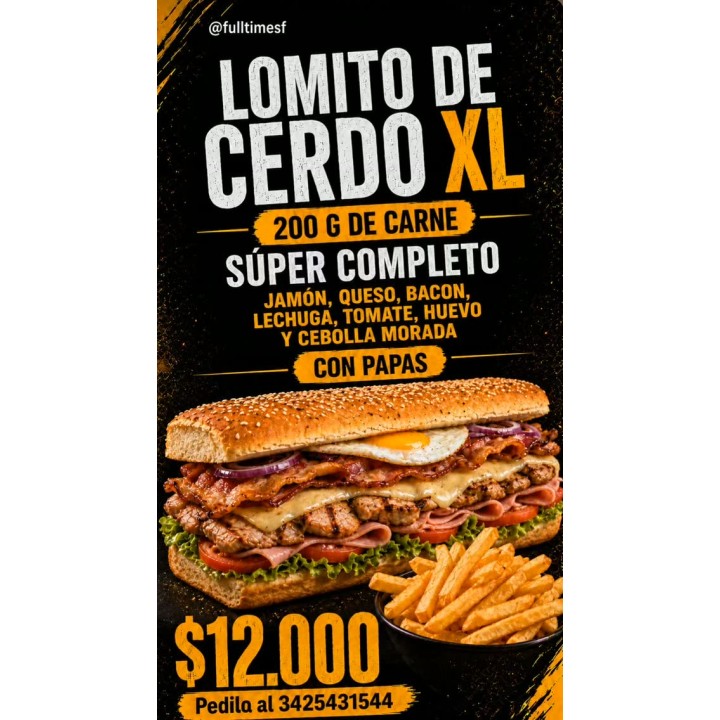 Lomito de cerdo XL completo