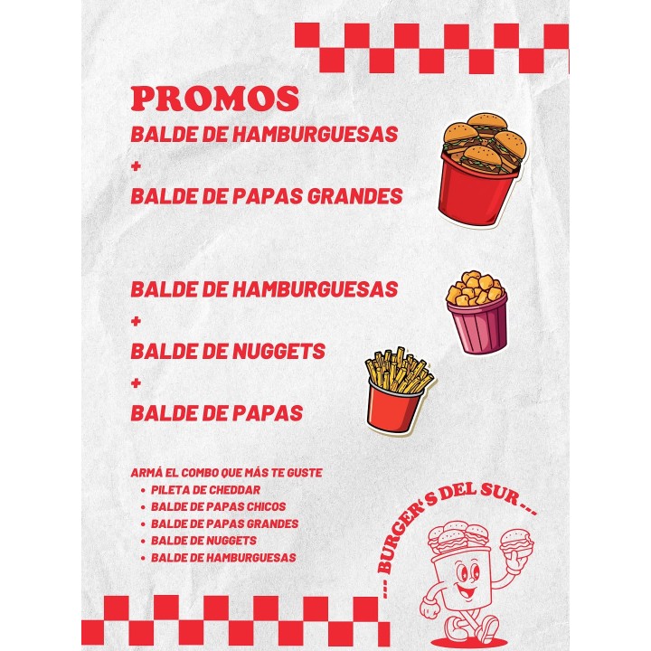 Balde de hamburguesas
