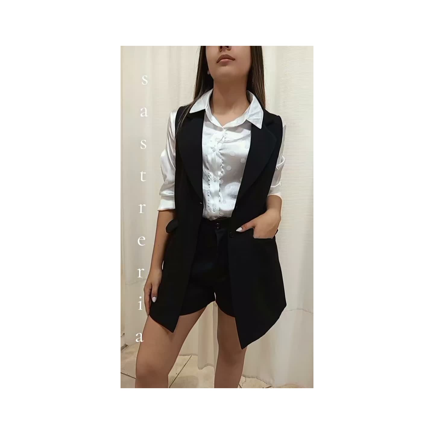 Short y chaleco sastreros, camisa seda con lunares en talles 4 y 5