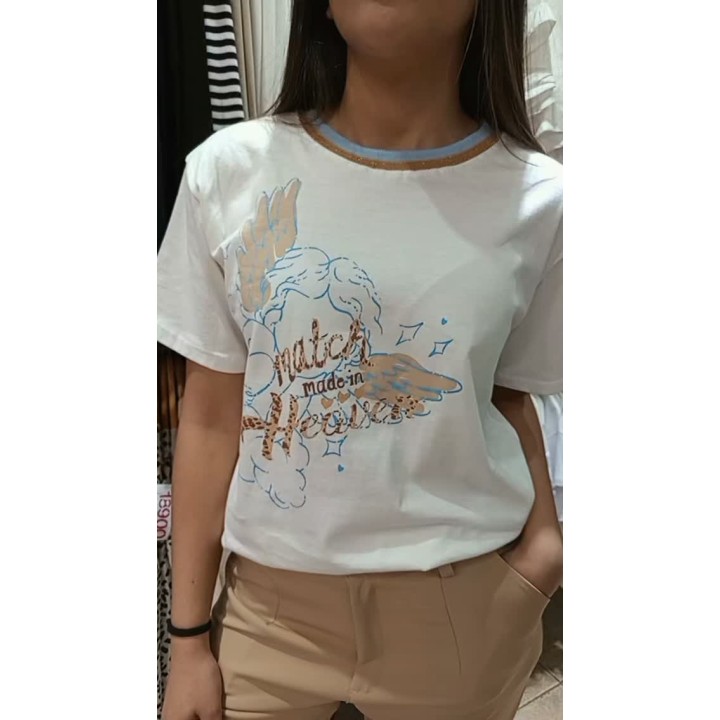 Remera algodón angel con rib en colores, pantalón sastrero clásico hasta 2XL