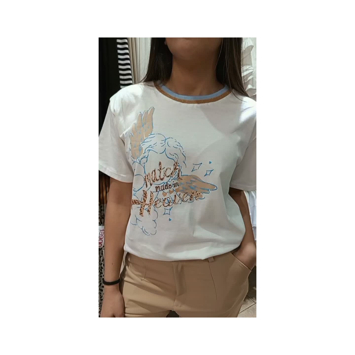 Remera algodón angel con rib en colores, pantalón sastrero clásico hasta 2XL