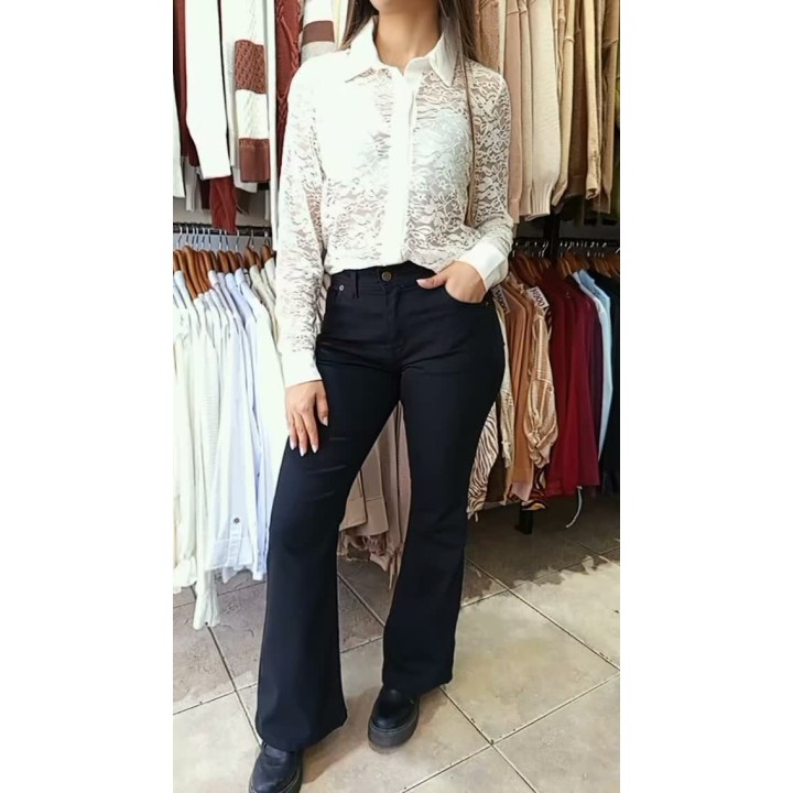 Oxford negro hasta talle 46, camisa encaje