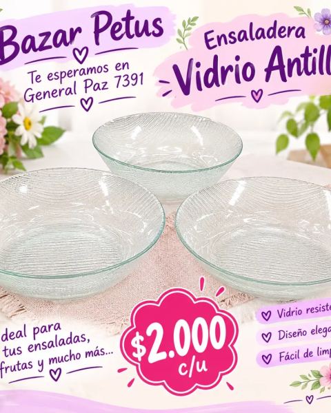 Ensaladera de vidrio Antilla