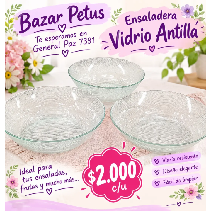 Ensaladera de vidrio Antilla