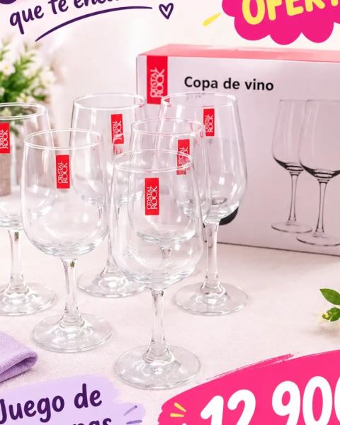Juego de copas de vino Cristal Rock