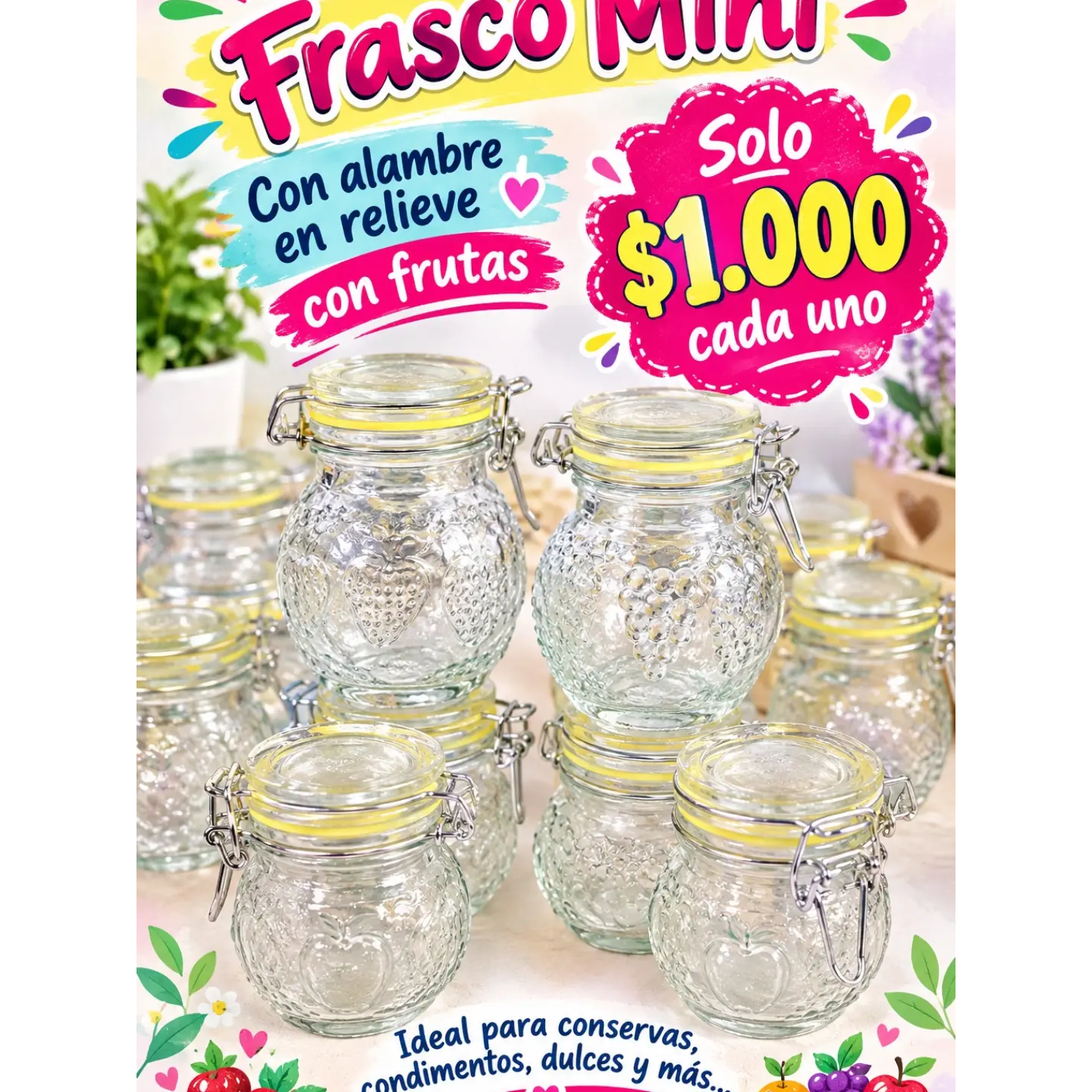 Frasco mini con cierre de alambre